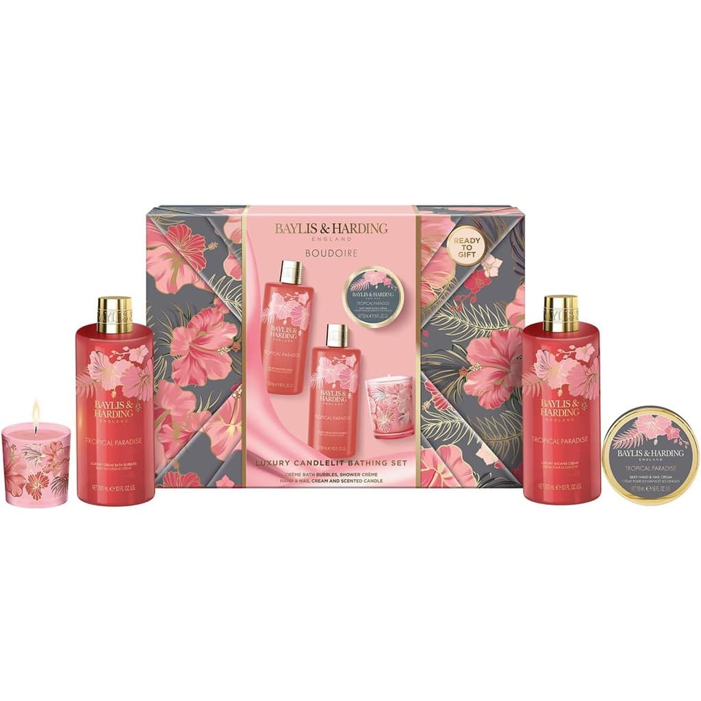 مجموعة هدايا الاستحمام المغلفة بالشموع بودوار 4 قطع