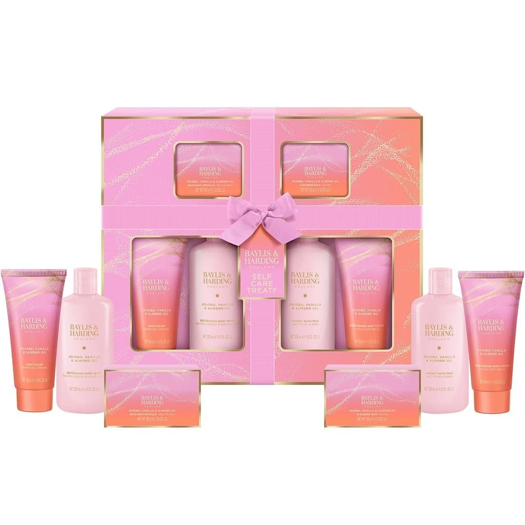 مجموعة هدايا للعناية بالجسم بزيت الجوجوبا والفانيليا واللوز 6 قطع